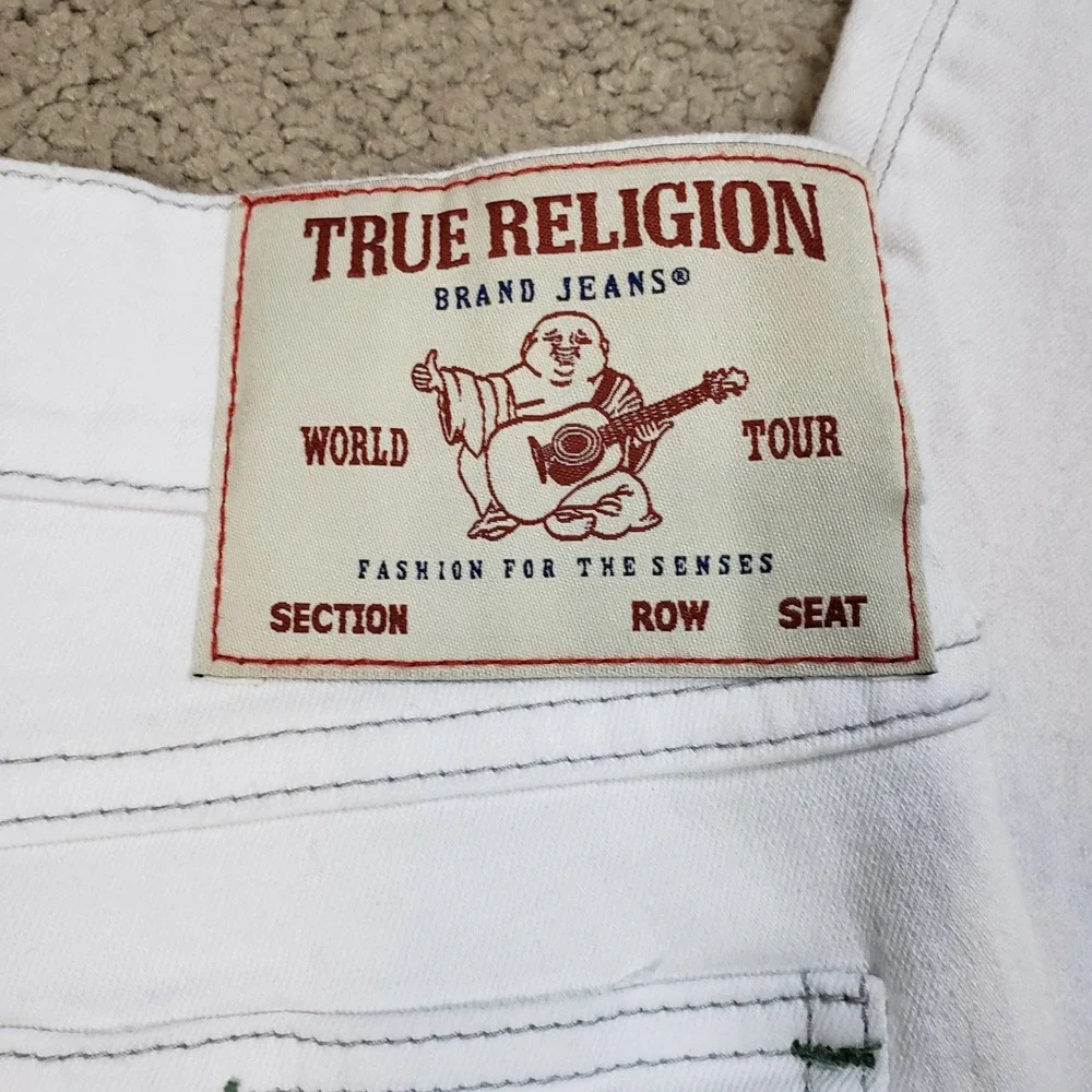 True Religion Ricky Relaxed Straight Leg Jeans Optic White Mens W33 L34 NWT‎